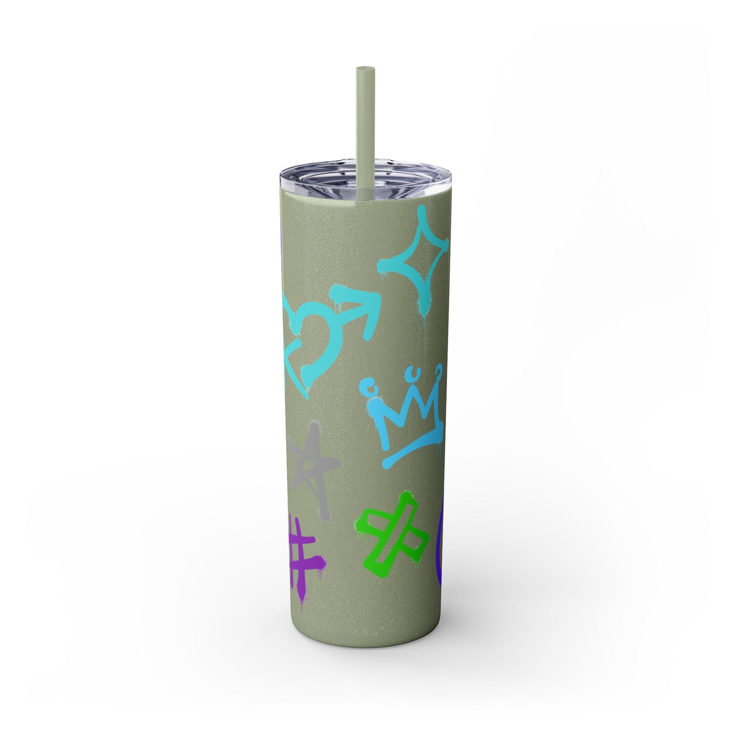 Trendy Skinny Tumbler with Straw, 20oz | Unique Graffiti Style Drinkware for Teens, Gifts, Parties, and Everyday Use