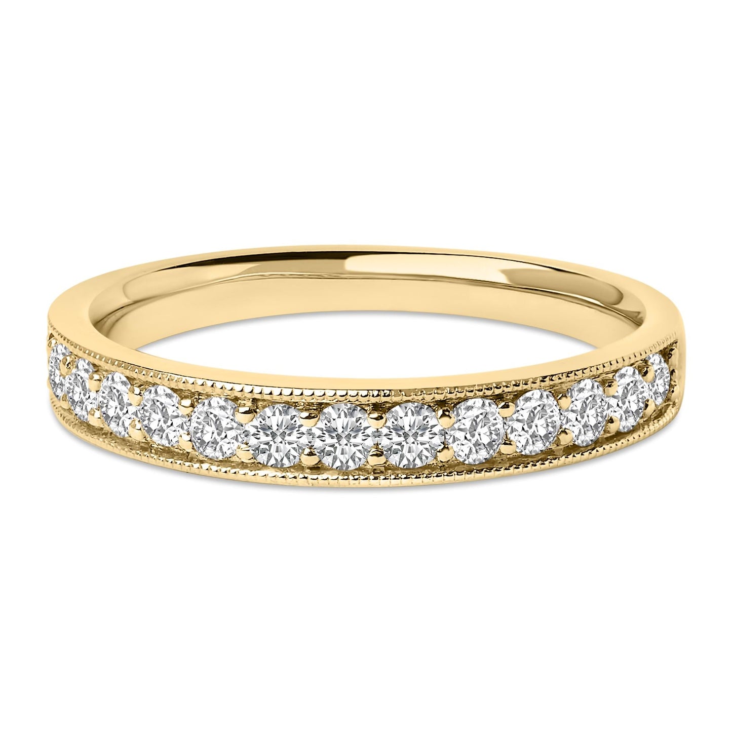 14K Gold 1/2 Cttw Round Diamond Milgrain Wedding Band-1