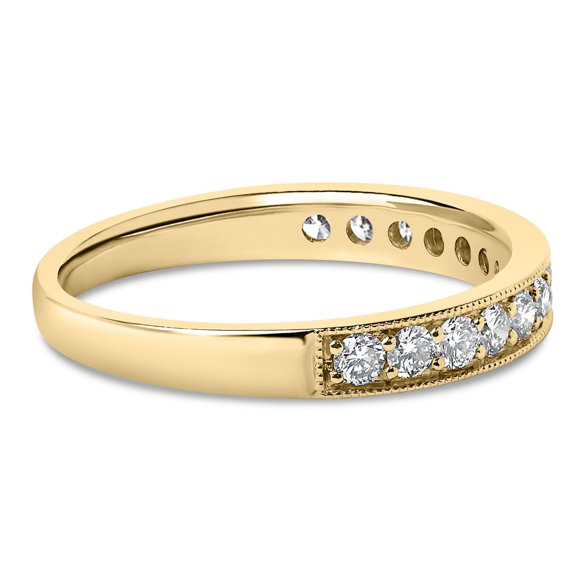 14K Gold 1/2 Cttw Round Diamond Milgrain Wedding Band-3