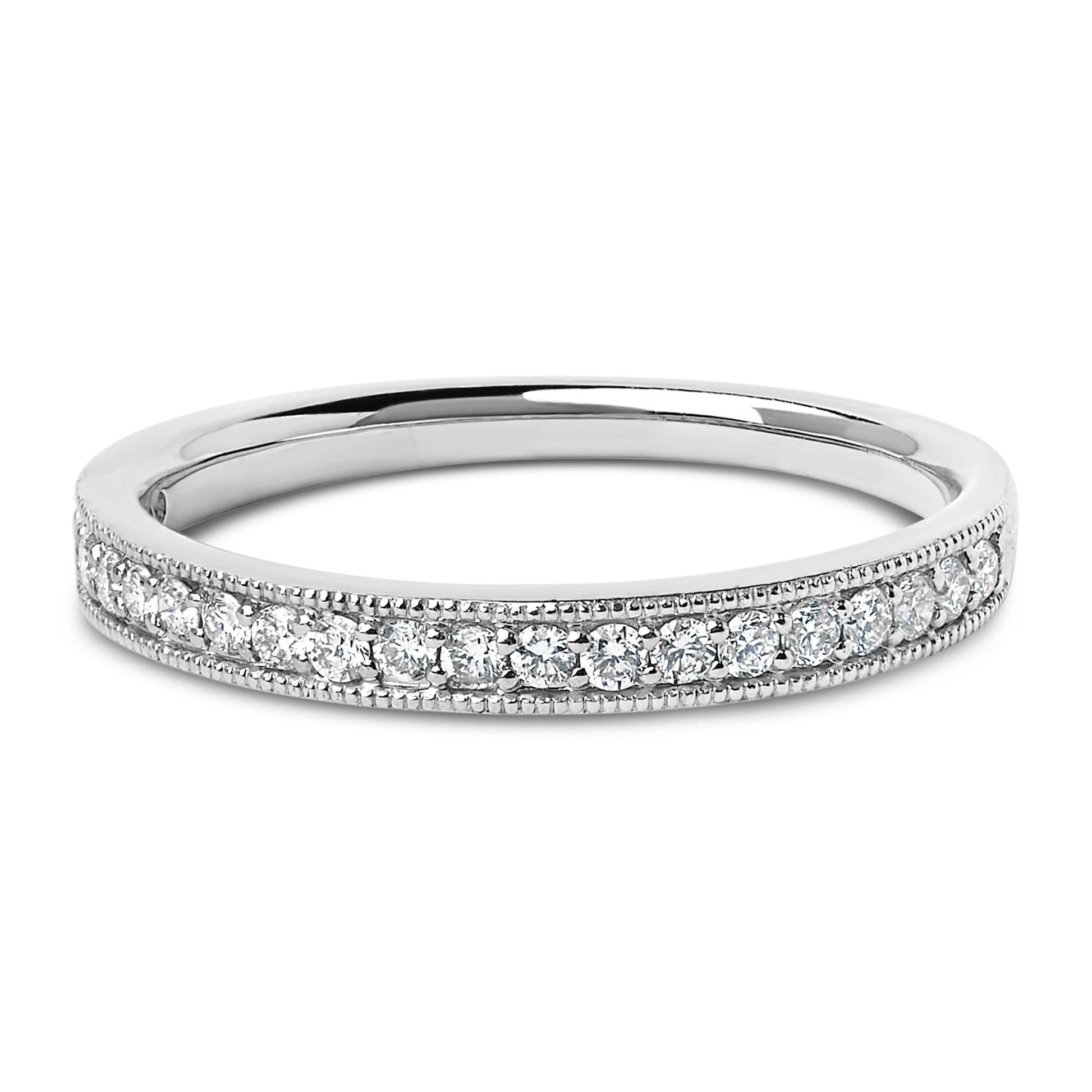 14K Gold 1/4 Cttw Round Diamond Milgrain Wedding Band-0