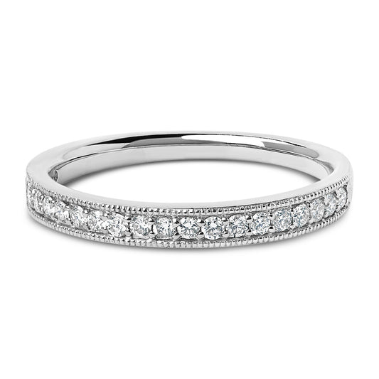 14K Gold 1/4 Cttw Round Diamond Milgrain Wedding Band-0