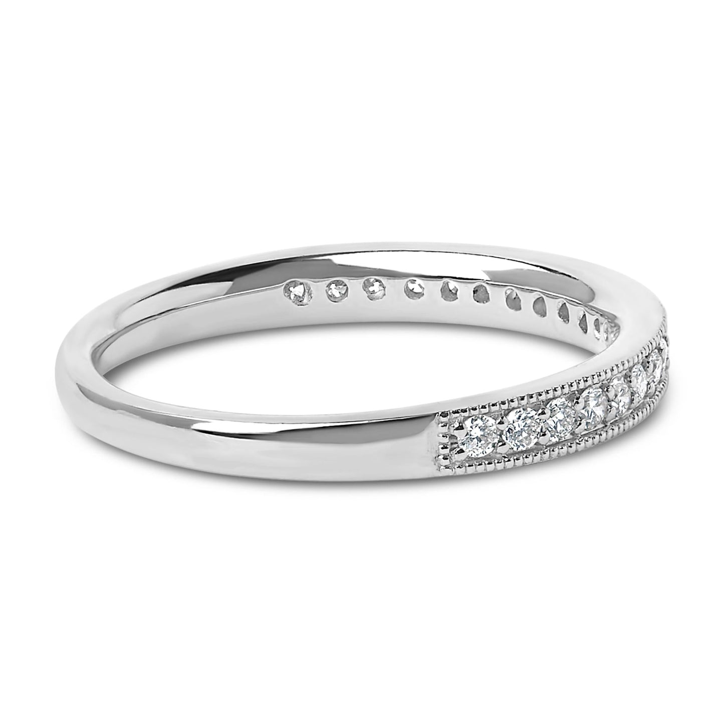 14K Gold 1/4 Cttw Round Diamond Milgrain Wedding Band-2