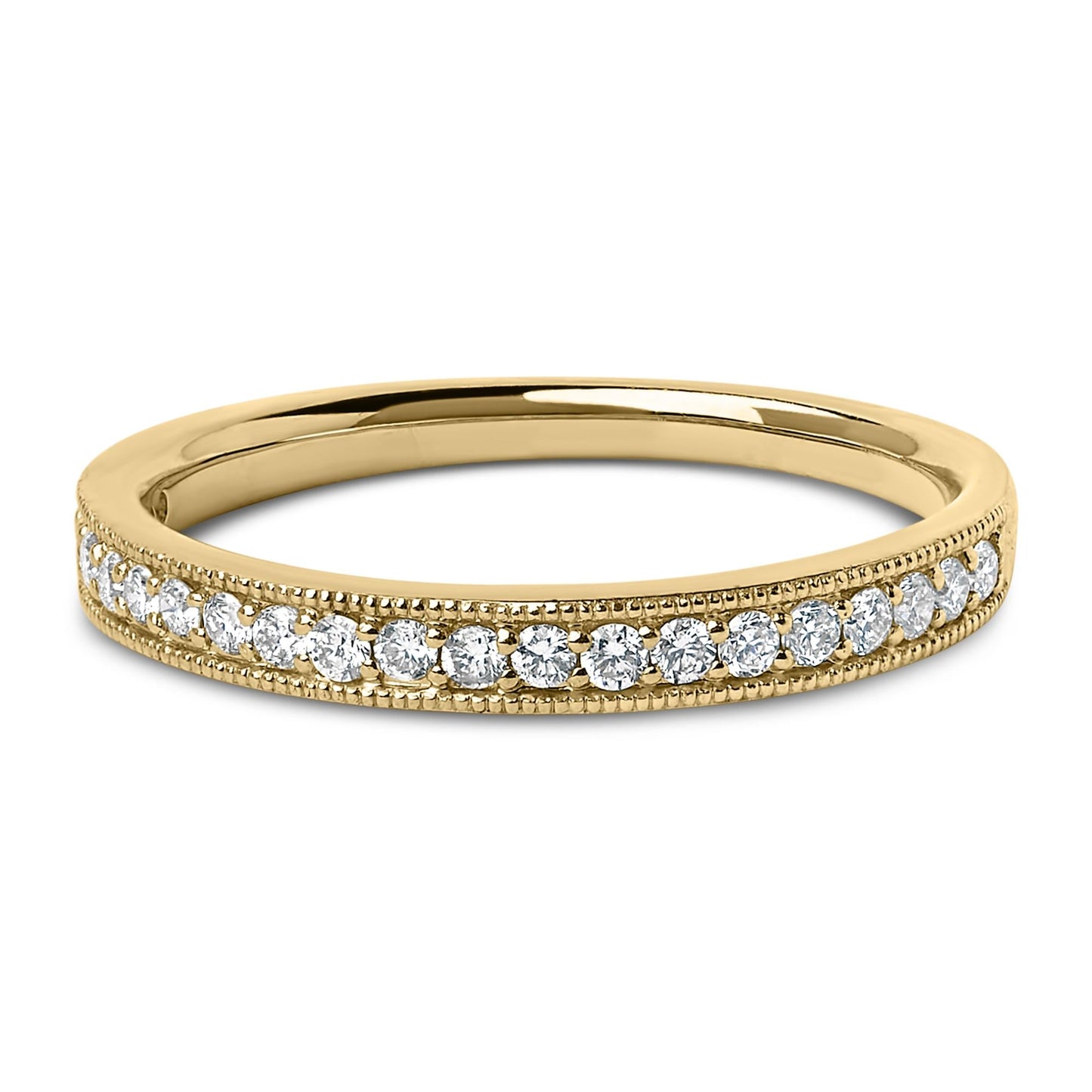 14K Gold 1/4 Cttw Round Diamond Milgrain Wedding Band-1
