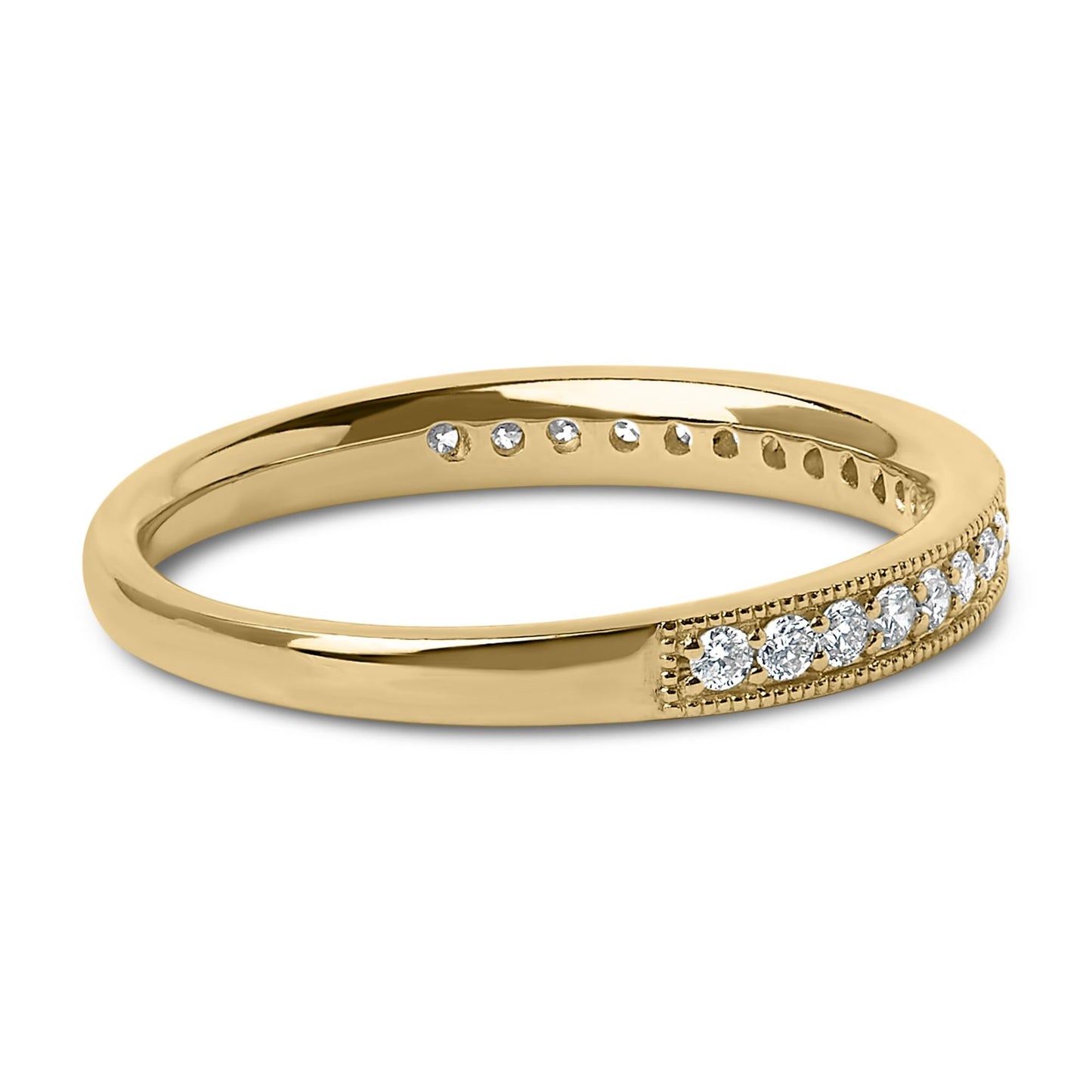 14K Gold 1/4 Cttw Round Diamond Milgrain Wedding Band-3