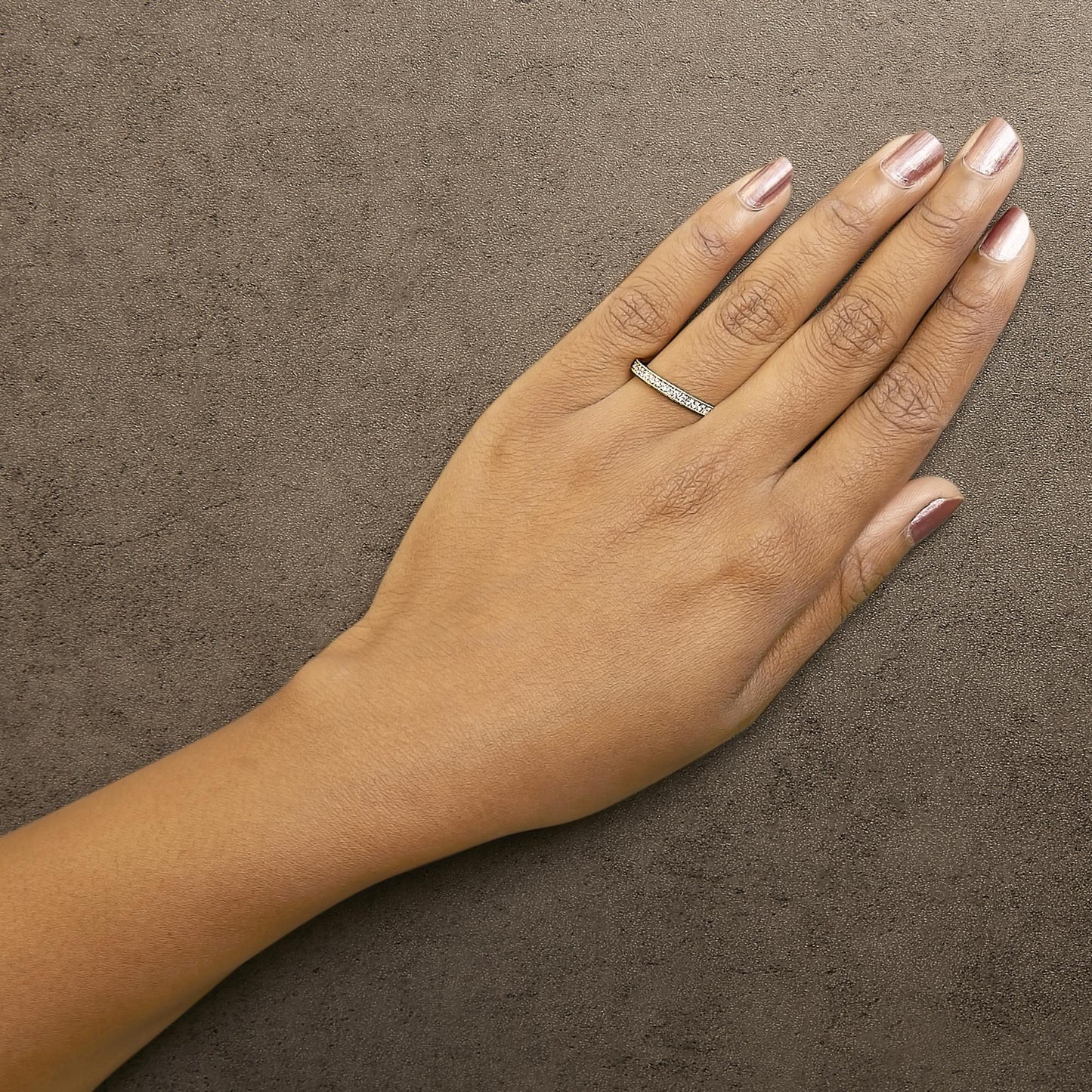 14K Gold 1/4 Cttw Round Diamond Milgrain Wedding Band-4