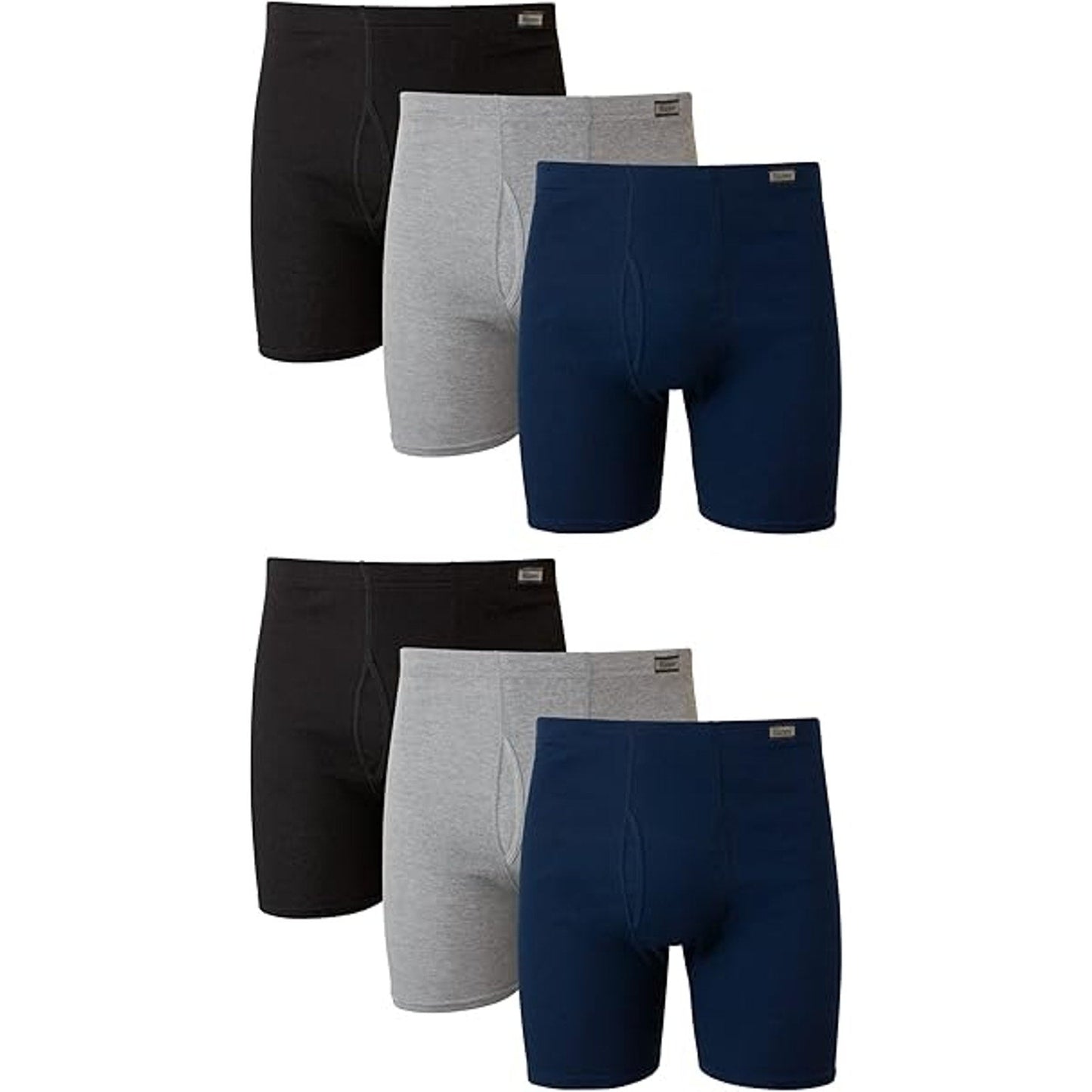 New Hanes 6 Pack Men Medium Blue Gray Black Moisture Wicking Cotton Boxer Briefs
