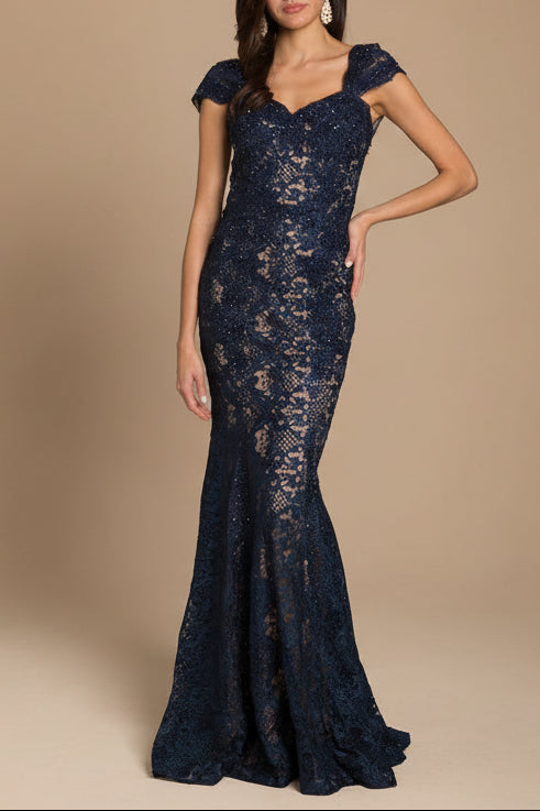 Lara 33491 - Fitted Lace Mermaid Gown OUTLET
