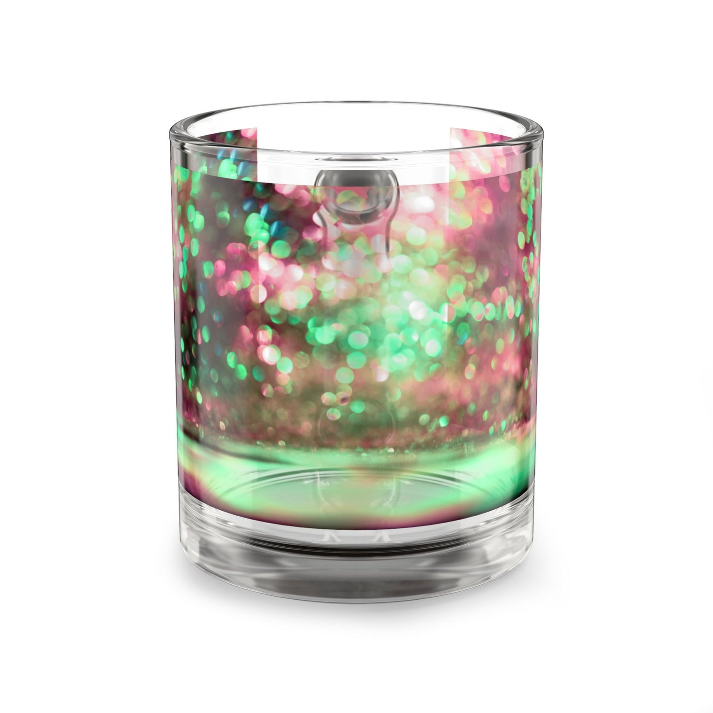 Pink Green Bokeh Sparkle Glass Mug 10oz Printed Coffee Cup