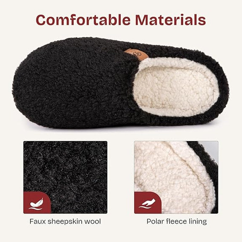 New EverFoams Womens Size 5-6 Black Slippers Soft Comfy Memory Foam House Shoes