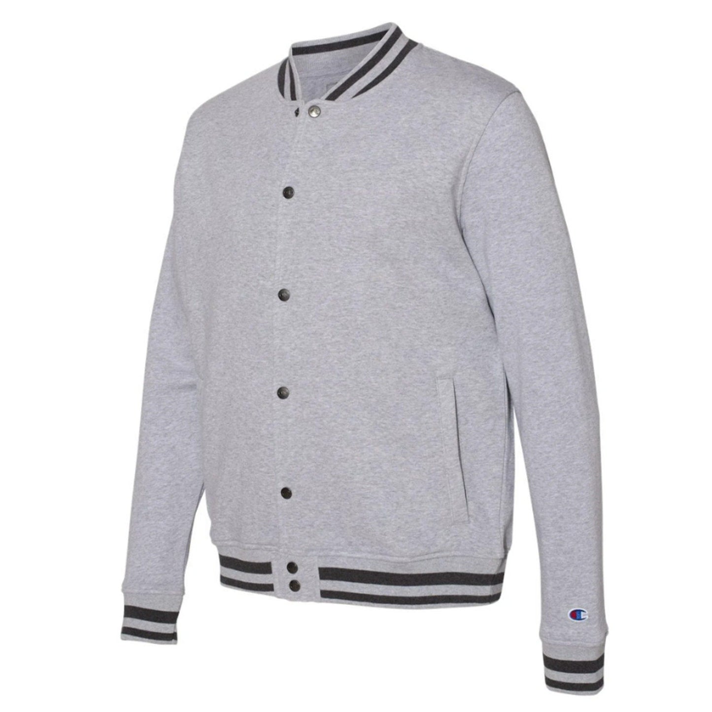 New Champion Mens 2XL Gray Snap Up PolyCotton Athletic Wear Bomber Jacket