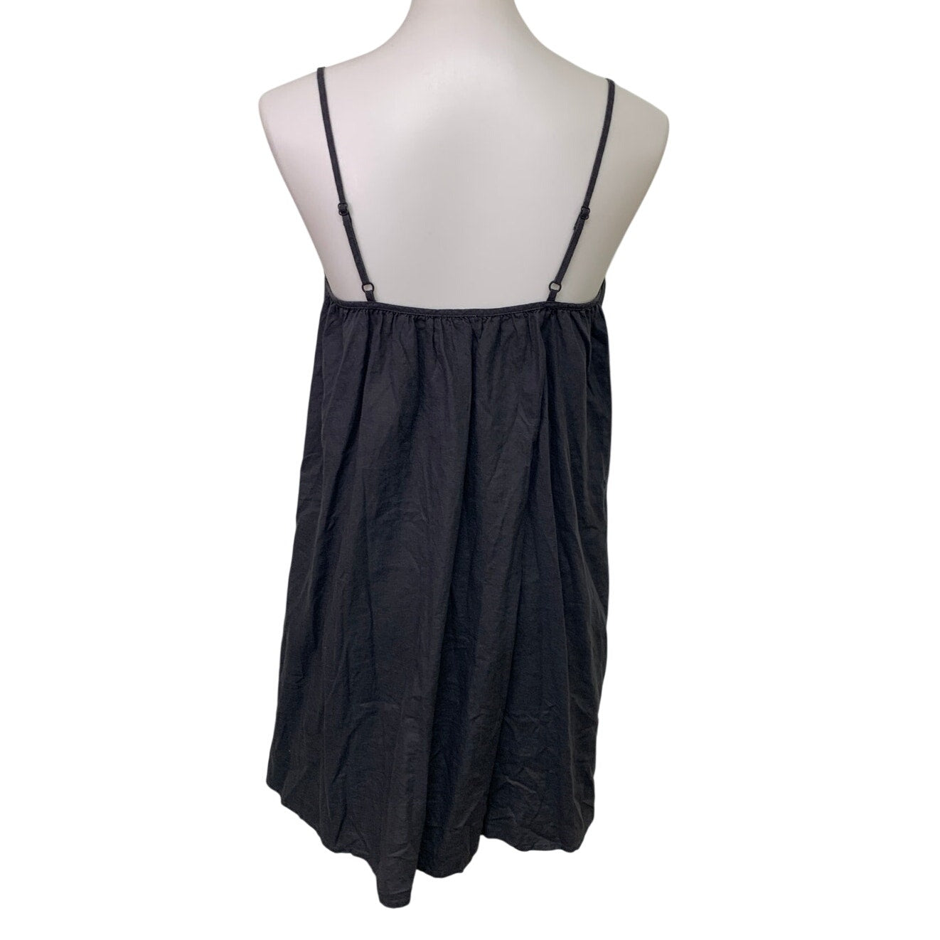 New Aerie Womens Small Dark Gray Spaghetti Strap Front Tie Flowy Mini Dress