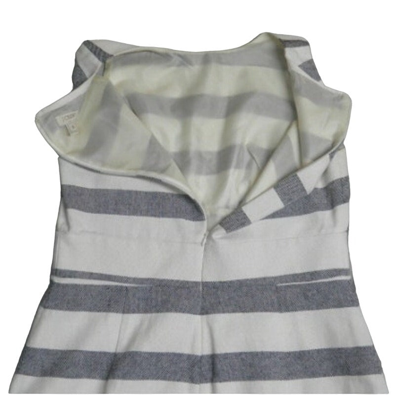 J Crew Womens Size 8 Linen Blend White Navy Striped Sleeveless Sheath Dress