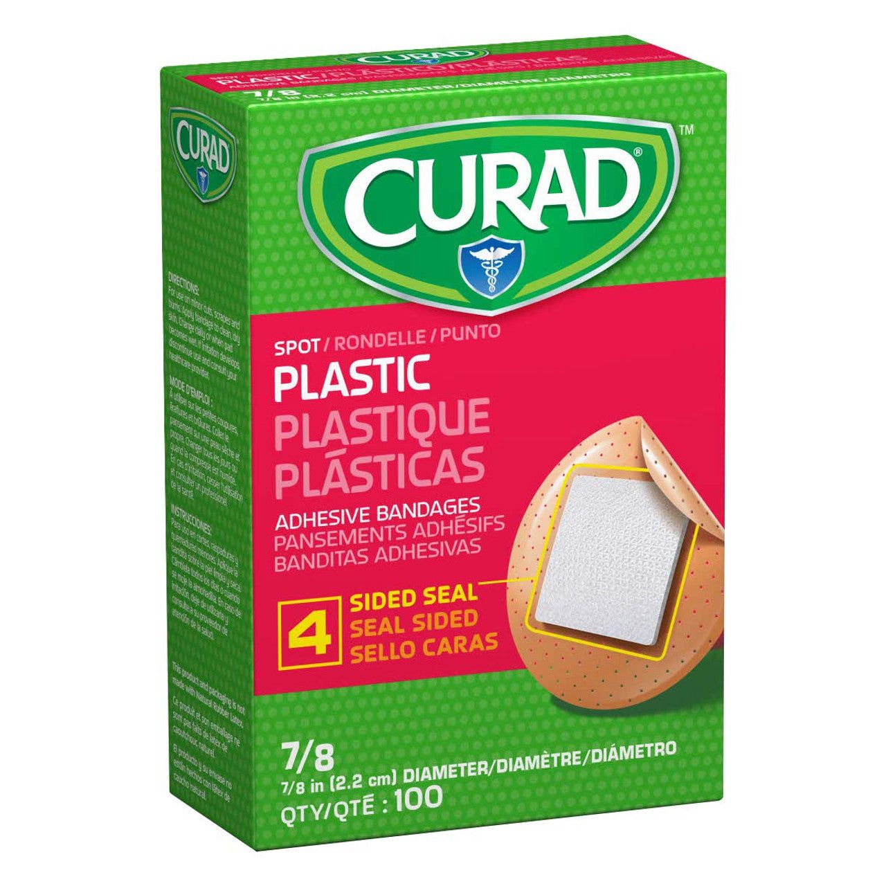 Curad Plastic Adhesive Spot Bandages – 7/8" Round Patches, 100 Count