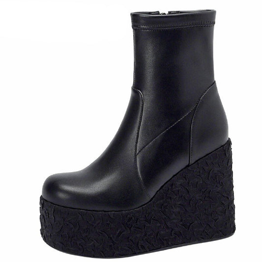 Newest Women Ankle Boots Autumn Winter Fashion Punk Style High Platforms Wedges Heels Shoes Party Night Club