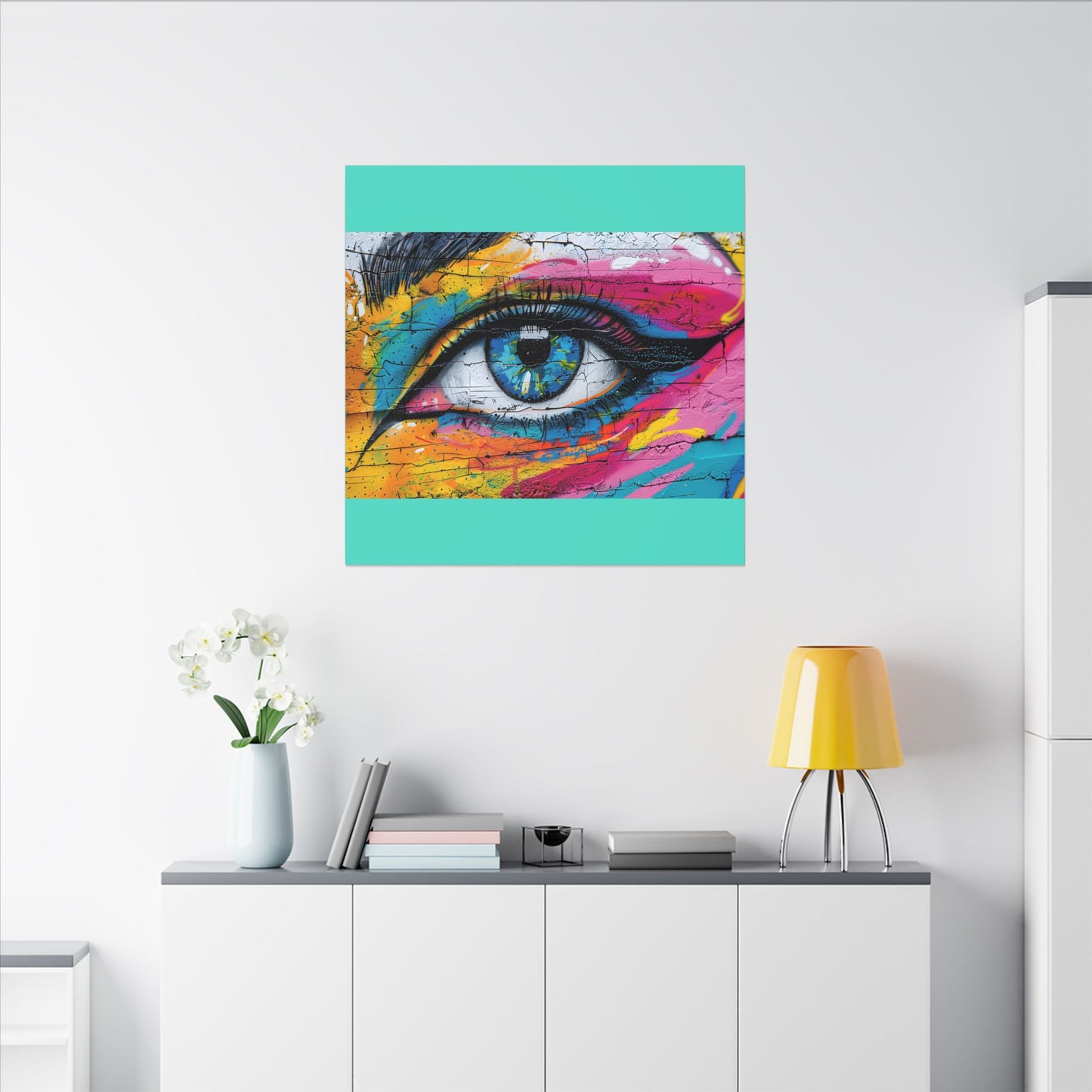 Colorful Eye Street Art Matte Canvas Print