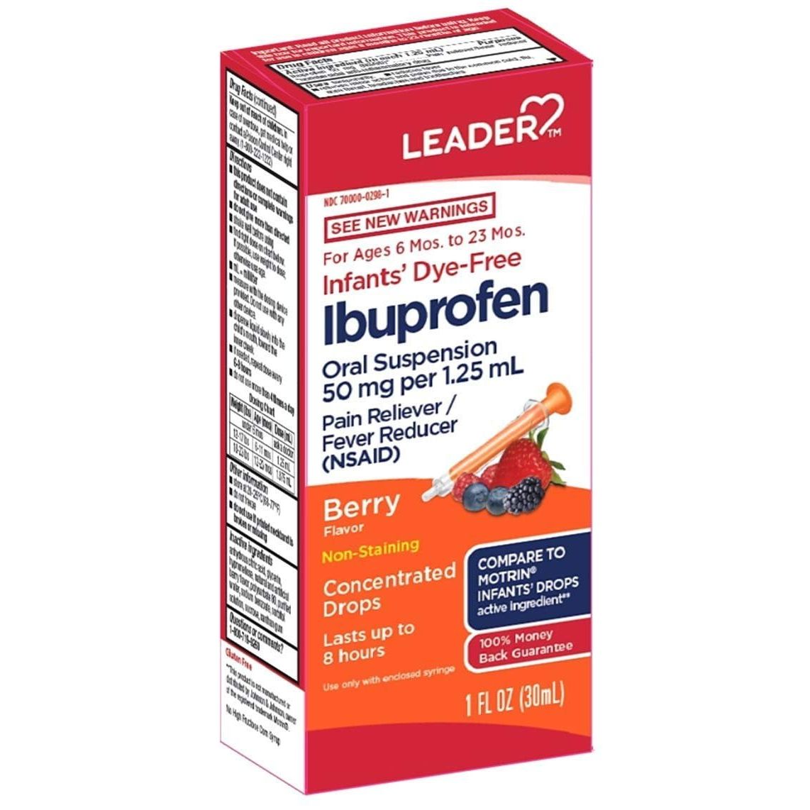 Leader™ Infants' Ibuprofen Concentrated Drops – Dye-Free Berry Flavor (1 oz)