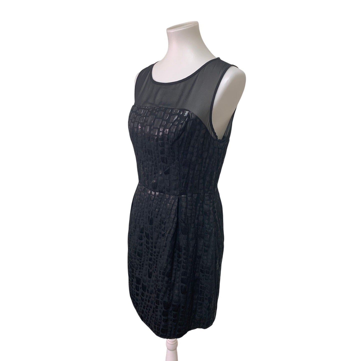 Mac + Jac Womens XL Black Faux Crocodile Sleeveless Side Zip Fit n Flare Dress