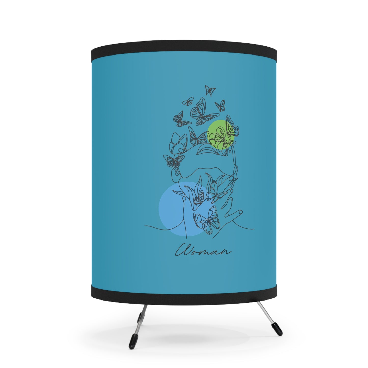 Tripod Lamp - Modern Blue Shade for Cozy Decor, Bedroom Lighting, Boho Style, Unique Gift, High-Resolution Print