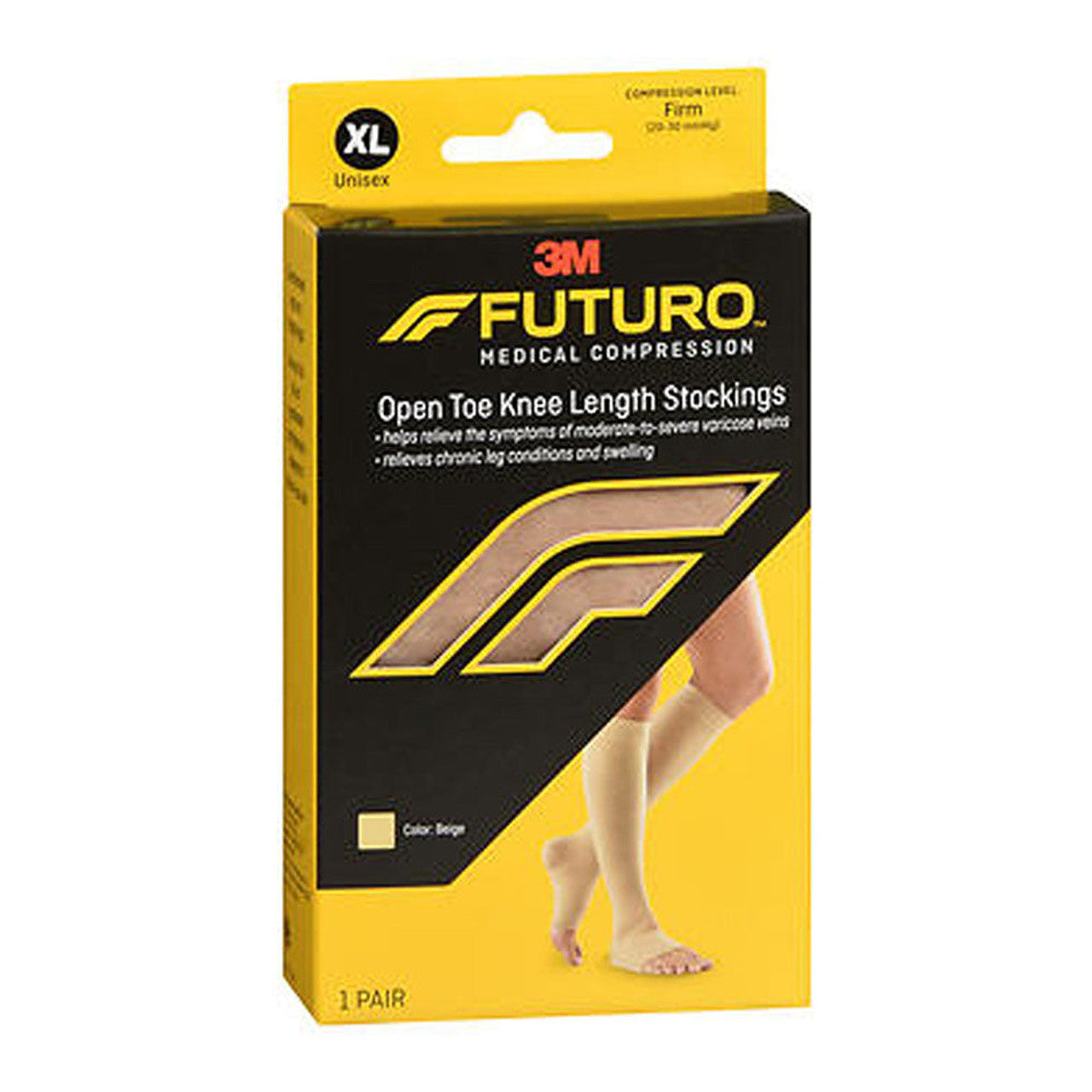 Futuro Open Toe Knee Length Stockings, X-Large, Firm, Beige, 1 Pair
