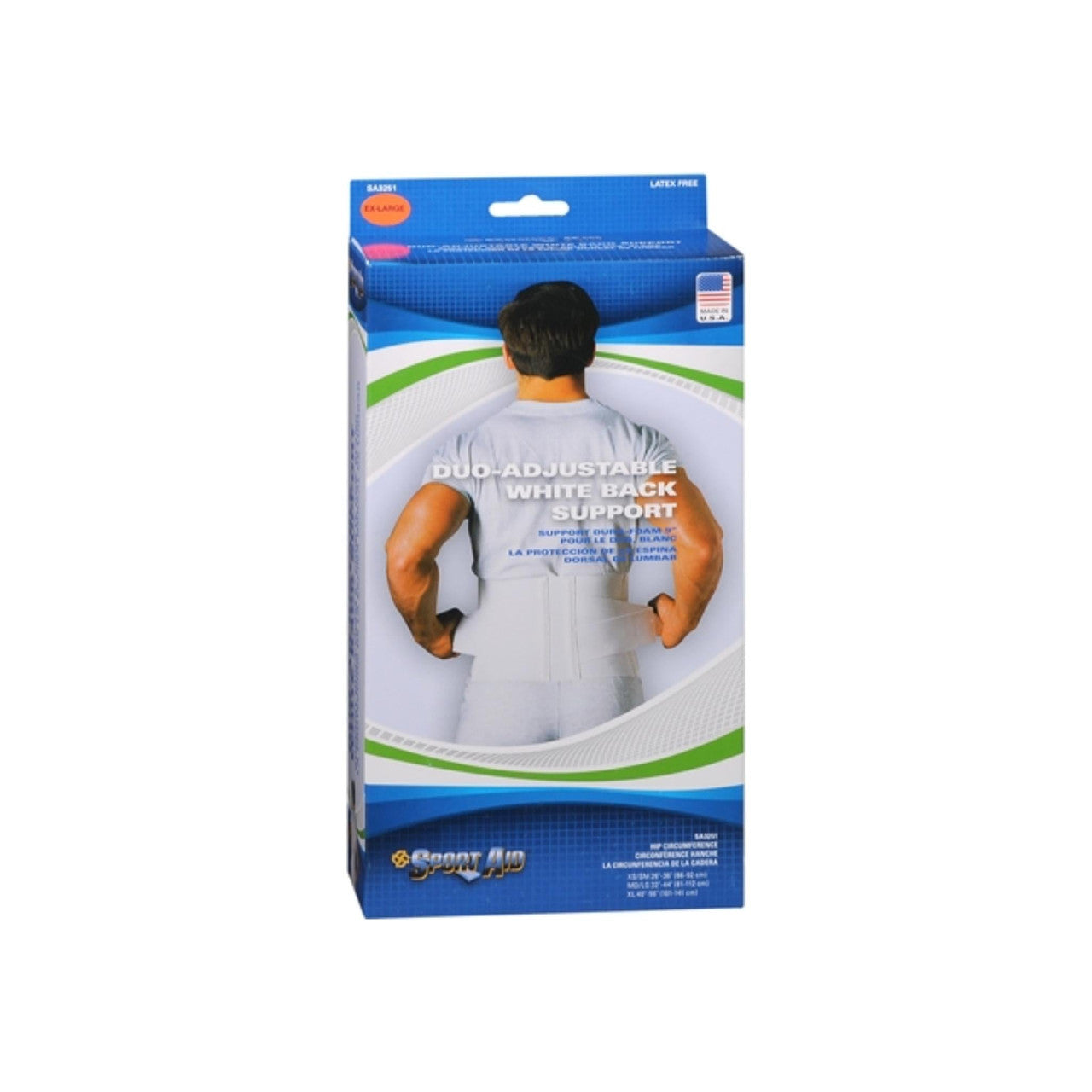 Sport Aid Duo-Adjustable Back Support – White (M/L)