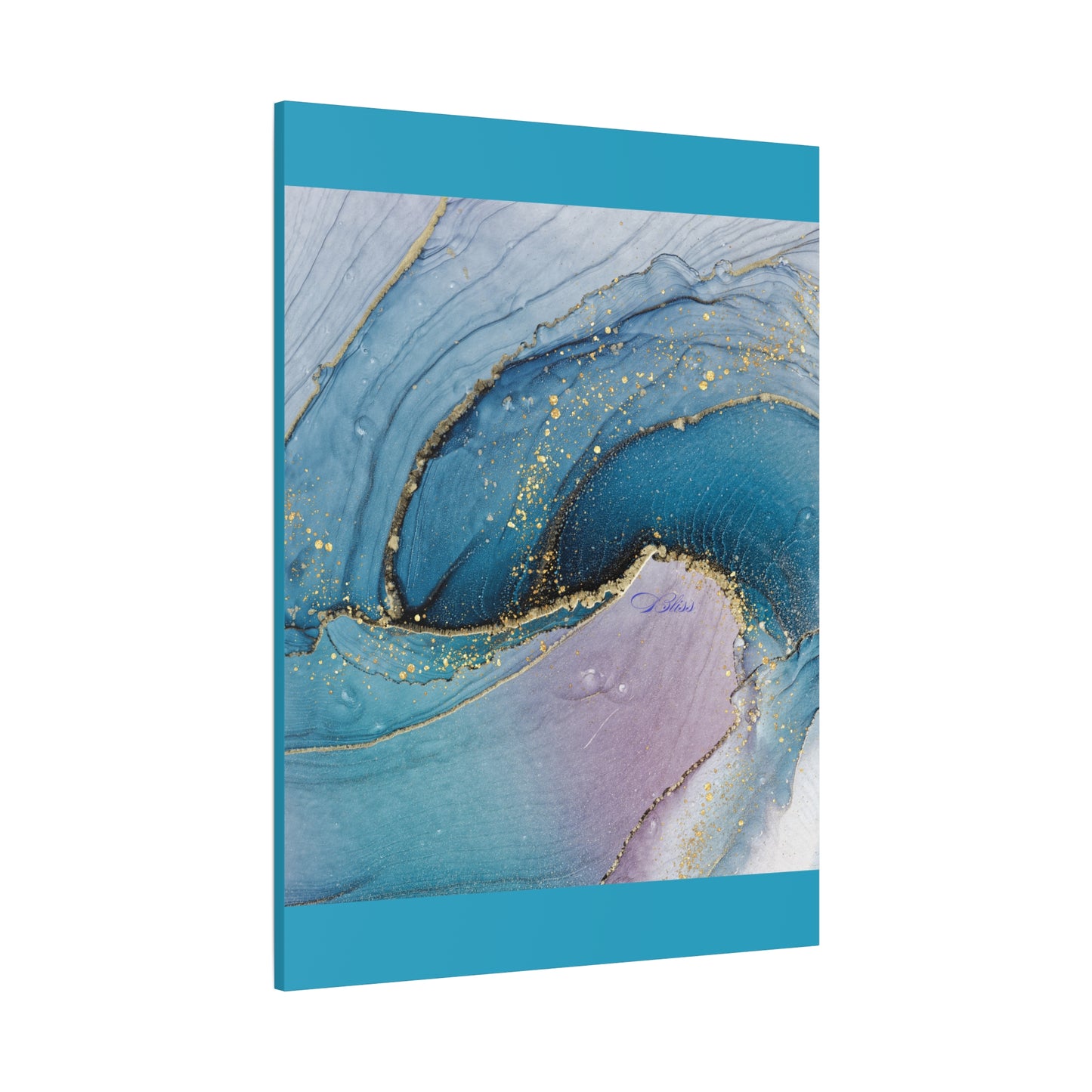 Canvas Wall Art, Abstract Ocean Wave, Modern Decor, Home Office, Gift for Her, Blue Gold Artwork, Living Room Wall Decor