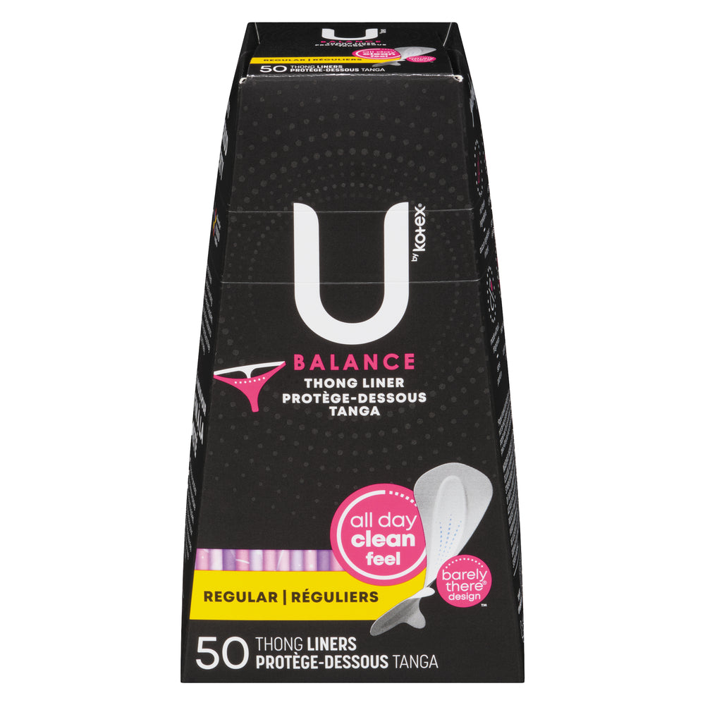 U by Kotex Balance Thong Panty Liners, Regular Absorbency, 50 Count