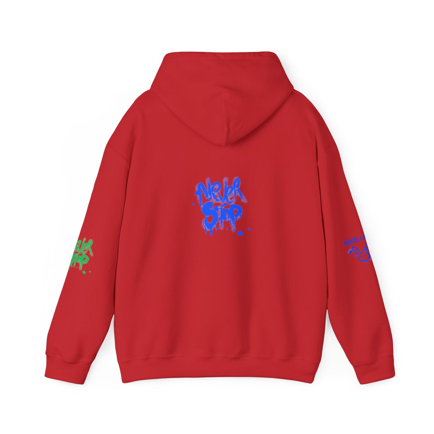 Good Luck Never Stop Unisex Heavy Blend Hooded Sweatshirt | Lucky Easter Bunny Design