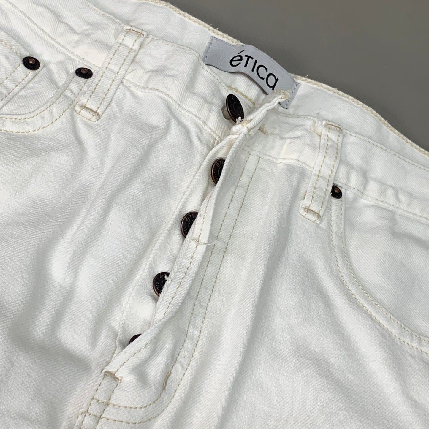 ETICA Tyler High Waist Straight Leg Ankle jeans Vintage White Size 28 EW180114A