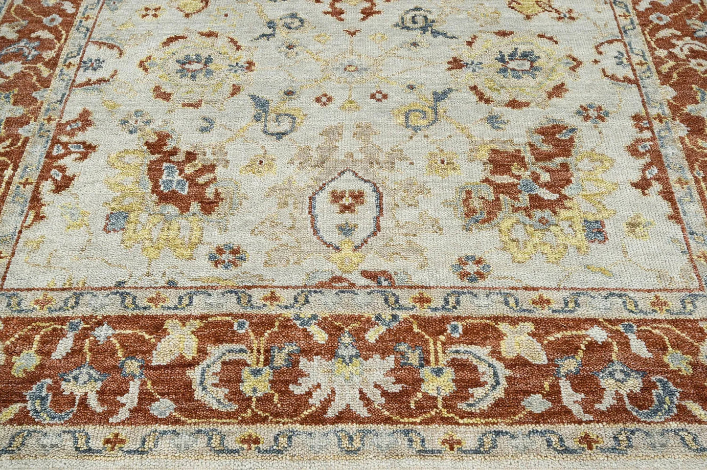 LoomBloom 8x10 Beige Wool Traditional Hand Knotted Turkish Oushak Oriental Rug-4