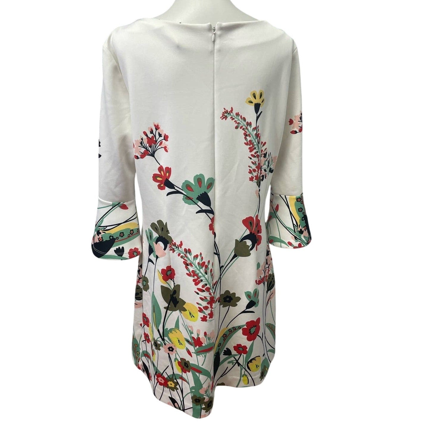 New York & Company XL Long Ruffled Sleeve Floral Vine Knee Length Sheath Dress