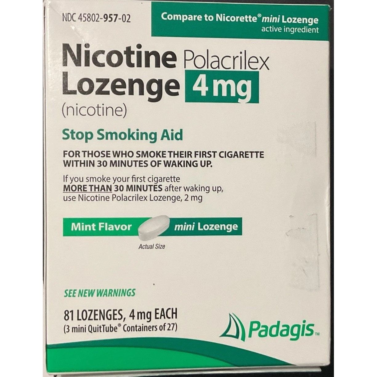1 Box 81pc 4mg Mint Nicotine Lozenges (3 Bottles Of 27ea) FREE Same Day