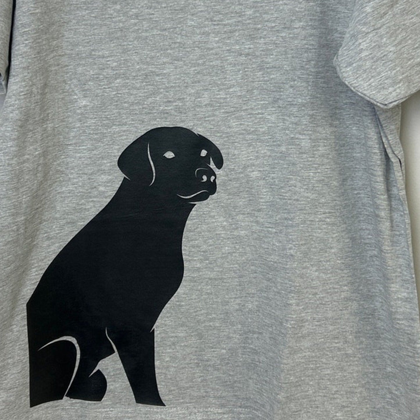 New Hand Printed Mens Medium Gray Heathered Black Lab Dog Short Sleeve Tee Shirt