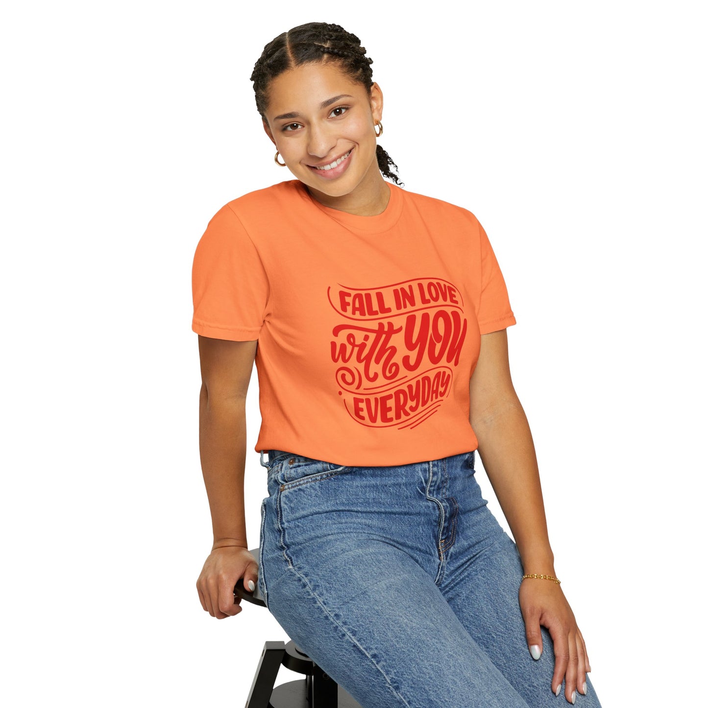 Fall in Love with YOU Quote T-shirt for Couples, Valentine's Day, Gifts for Him/Her, Casual Everyday Wear, Comfortable Unisex Tee