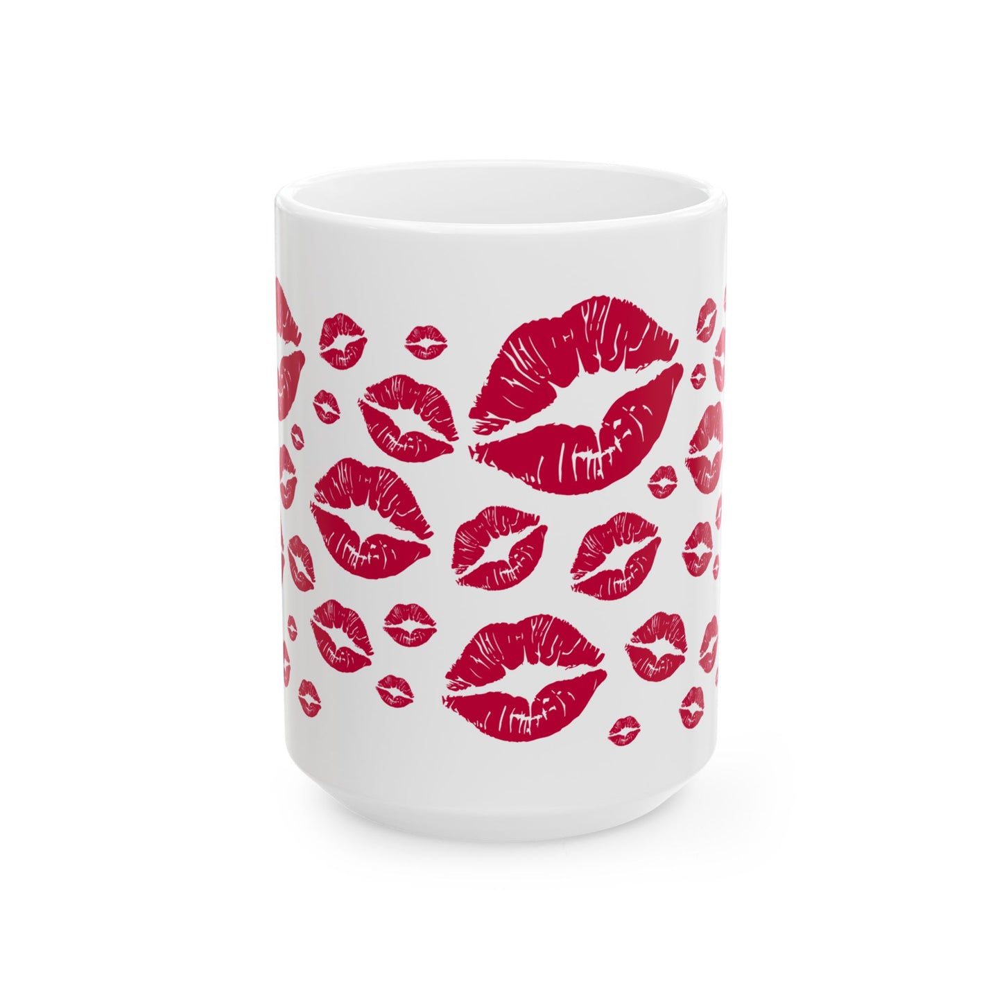 Romantic Kiss Print Ceramic Mug, Perfect for Valentine's Day Gift, Couples Coffee Mug, Lip Print Tea Cup, Cute Kitchen Decor