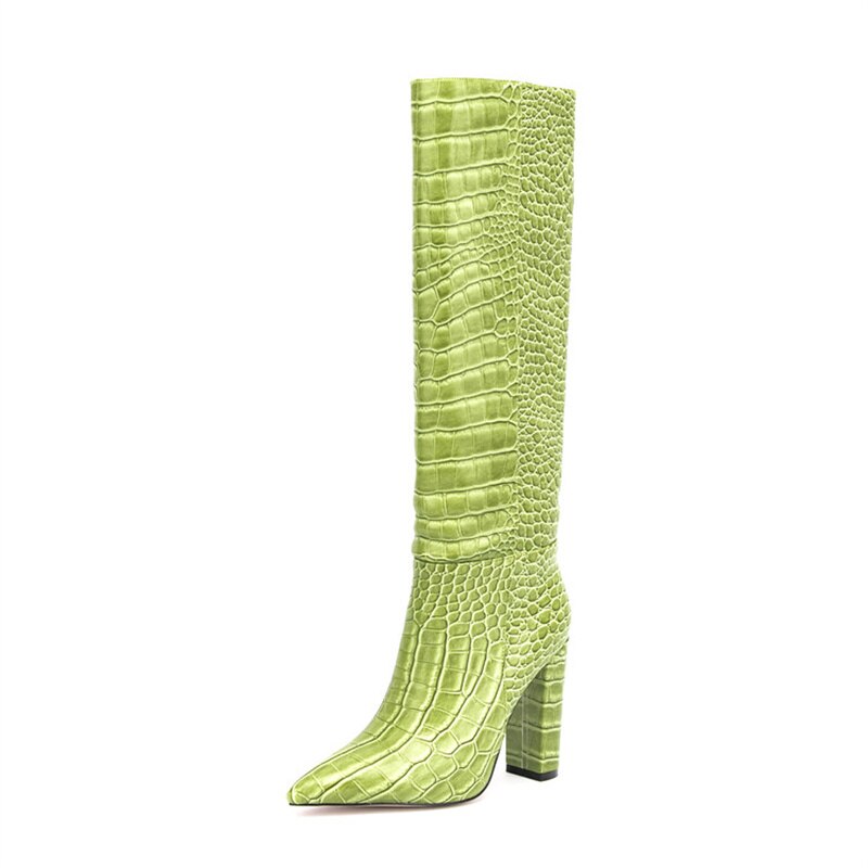 Luxury Brand Design Female Pointed Toe Knee High Boots Fashion Slip-on High Heels Women Boots Party Office Sexy Shoes