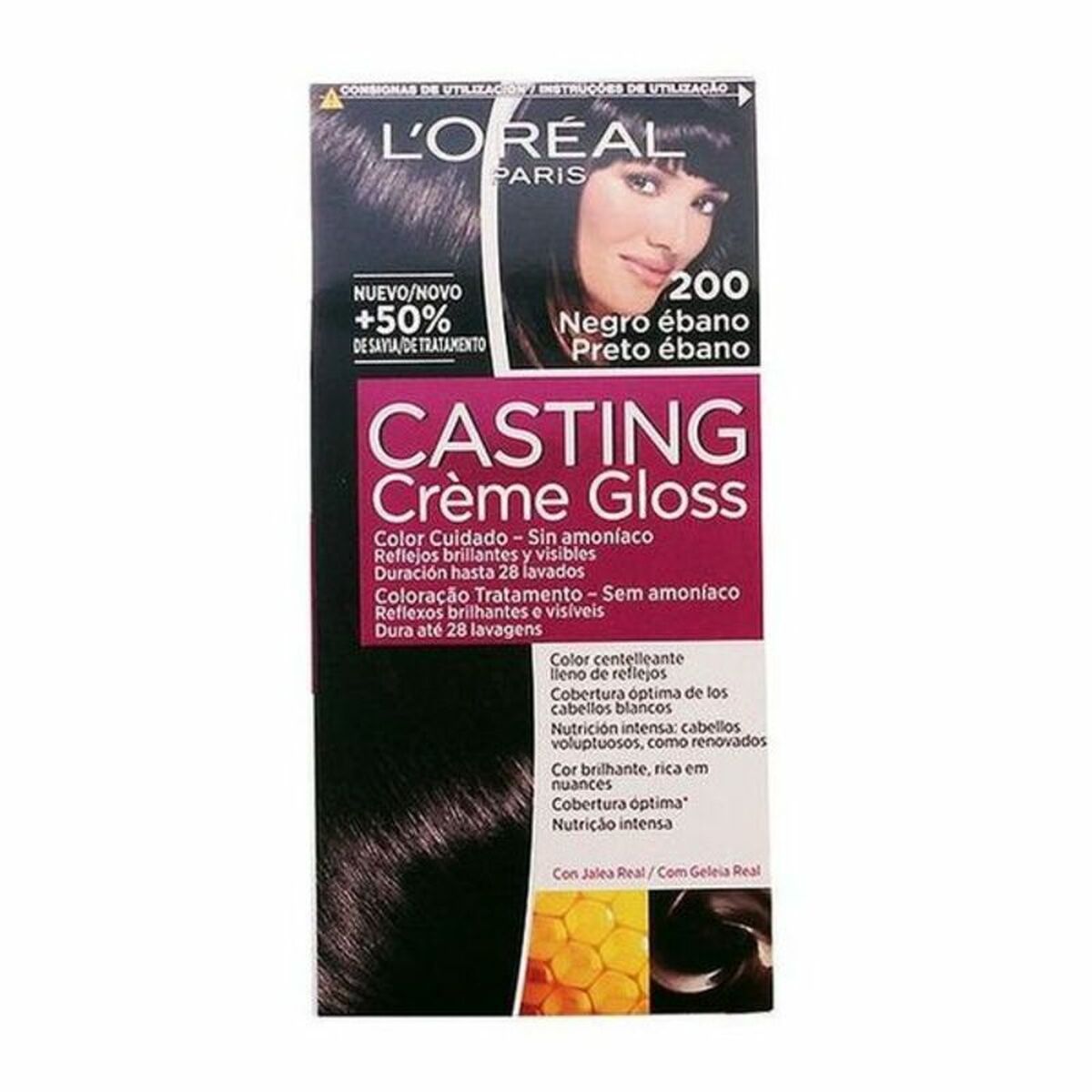 Dye No Ammonia L'Oreal Make Up Casting Creme Gloss Ebony Black 180 ml-0