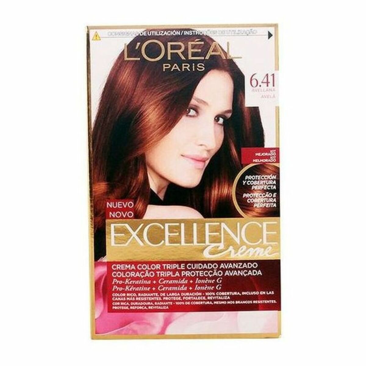 Permanent Dye L'Oreal Make Up Excellence Nº 6,41 Avellana Nº 6,41-Avellana 192 ml-0