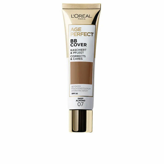 Hydrating Cream with Colour L'Oreal Make Up AGE PERFECT BB COVER Nº 07-Deep Almond Spf 50 30 ml-0