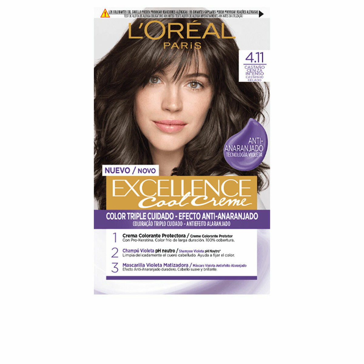 Permanent Colour Creme L'Oreal Make Up Excellence 4.11-castaño ceniza intenso Nº 4.11-Castano Ceniza Intenso Nº 4.11-Castano Cen-0