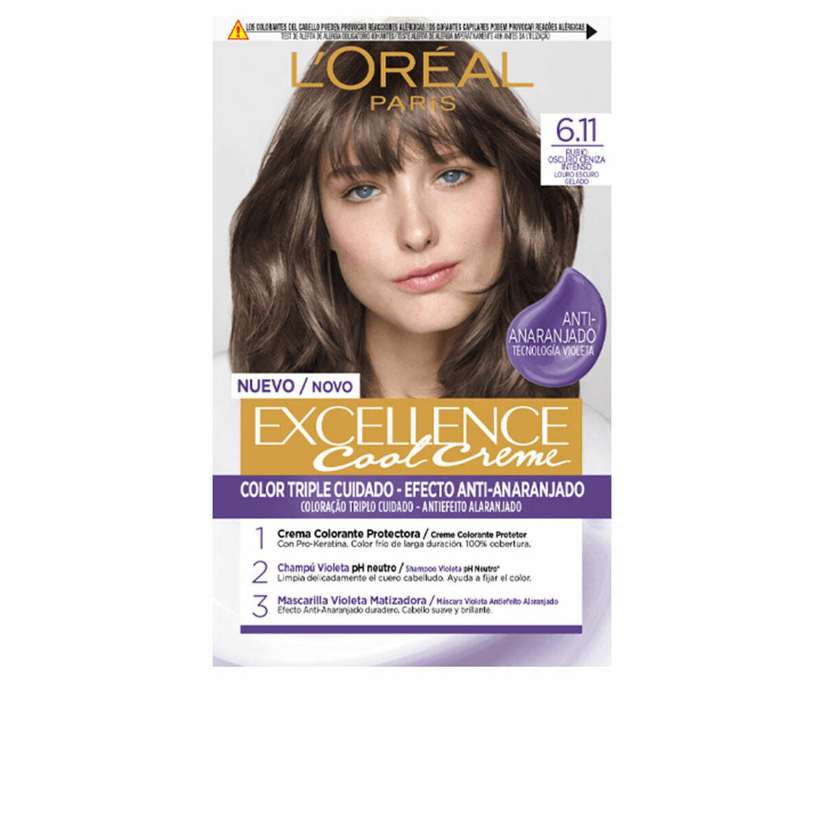 Permanent Colour Creme L'Oreal Make Up Excellence Cool Creme 6.11-rubio oscuro ceniza Nº 6.11-Rubio Oscuro Ceniza Nº 6.11-Rubio-0