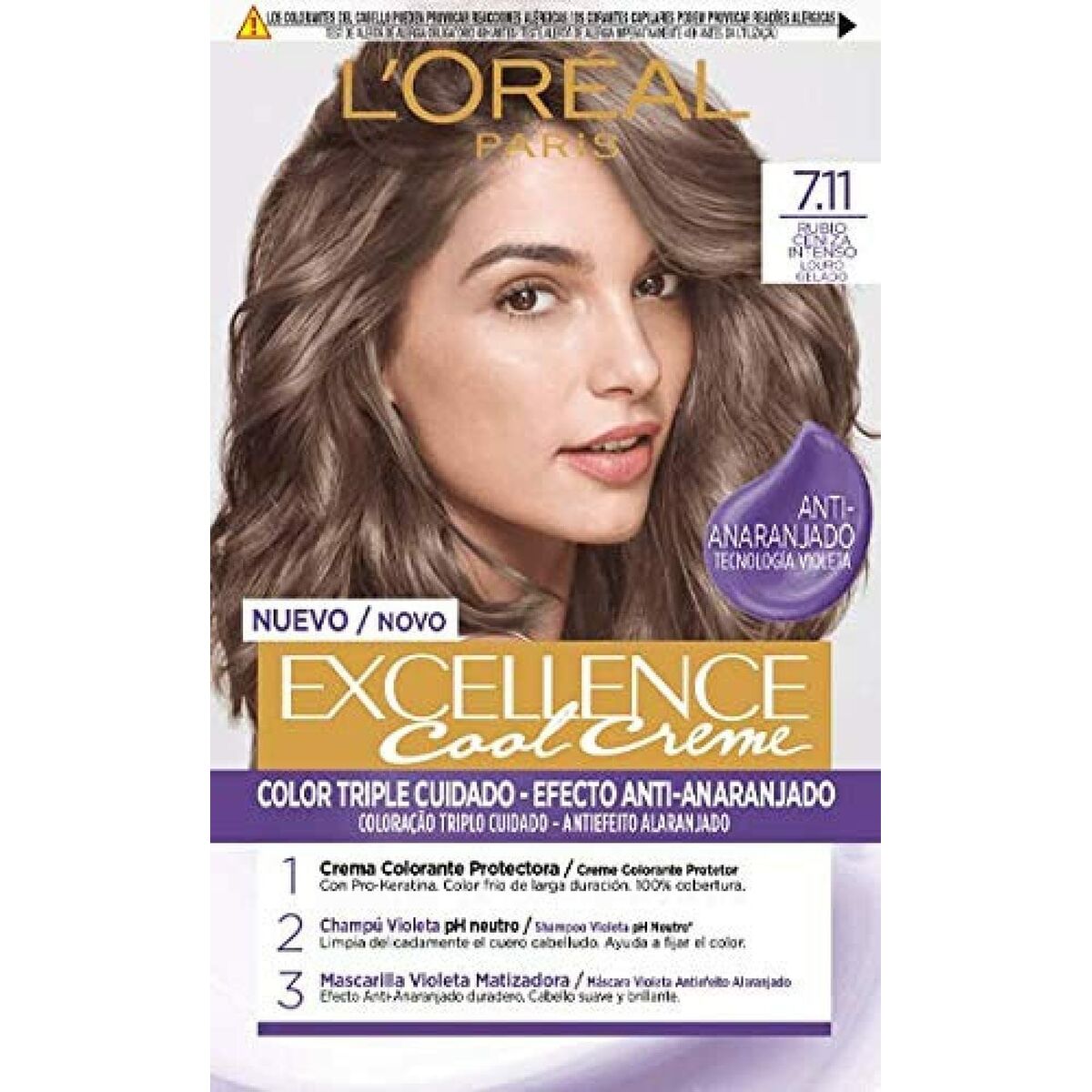 Permanent Colour Creme L'Oreal Make Up Excellence Ash Blonde 7,11 Intense Nº 7,11-Rubio Ceniza Intenso 192 ml-0