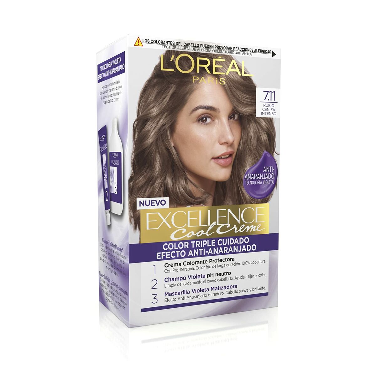 Permanent Colour Creme L'Oreal Make Up Excellence Ash Blonde 7,11 Intense Nº 7,11-Rubio Ceniza Intenso 192 ml-4