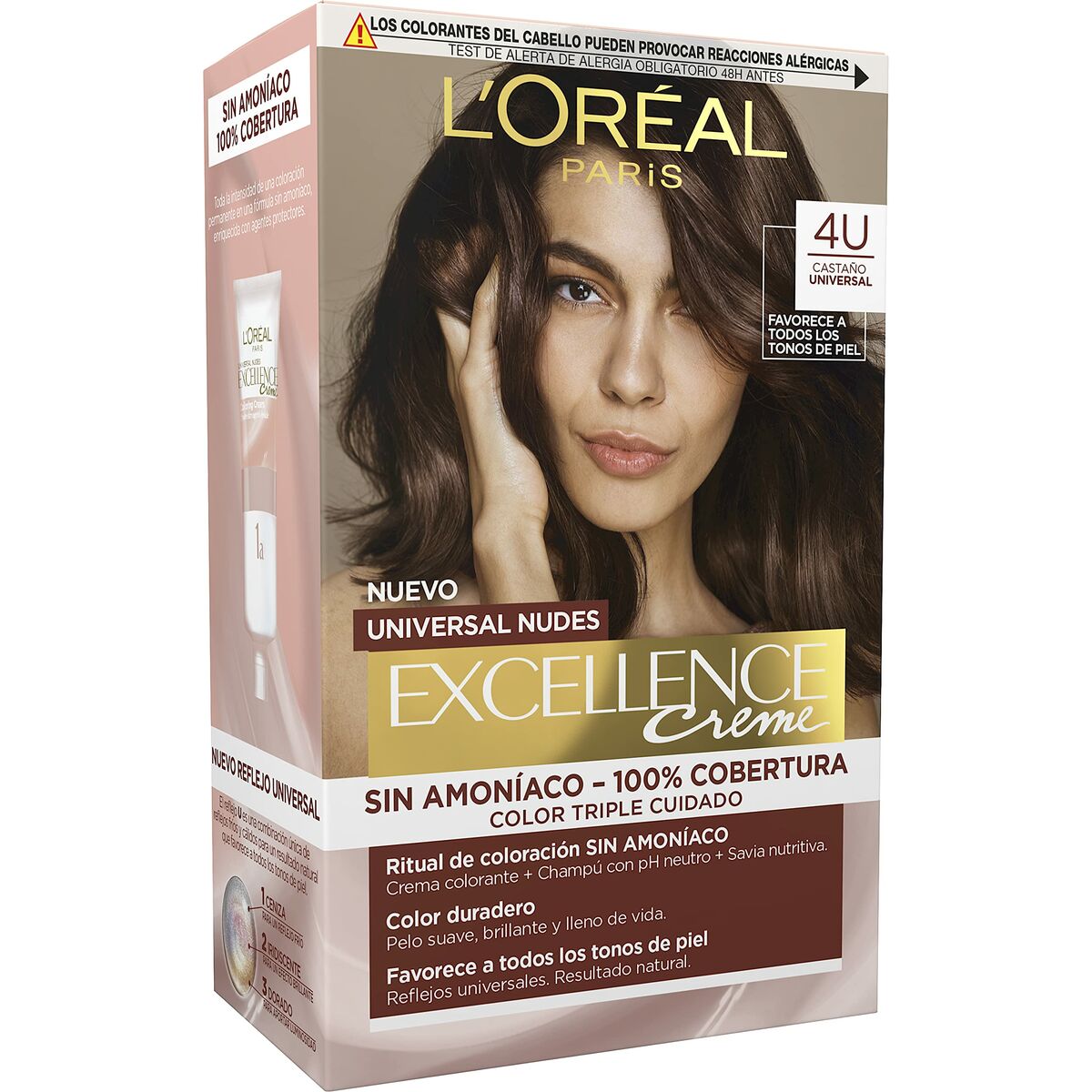 Permanent Dye L'Oreal Make Up Excellence Brown Nº 4u-Brown (5 Units)-0