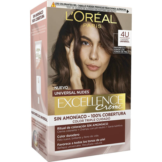 Permanent Dye L'Oreal Make Up Excellence Brown Nº 4u-Brown (5 Units)-0