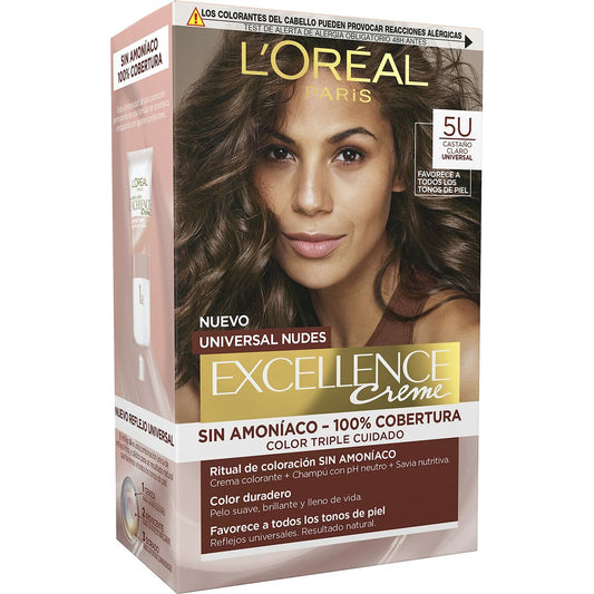 Permanent Dye L'Oreal Make Up Excellence Light Brown Nº 5u-Light Brown (5 Units)-0