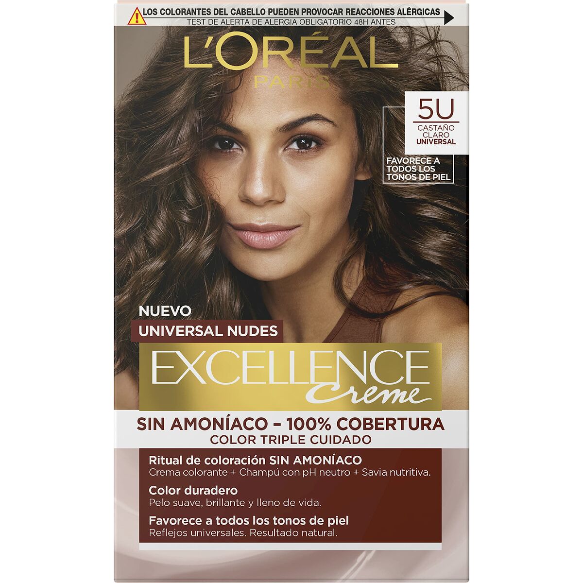 Permanent Dye L'Oreal Make Up Excellence Light Brown Nº 5u-Light Brown (5 Units)-2