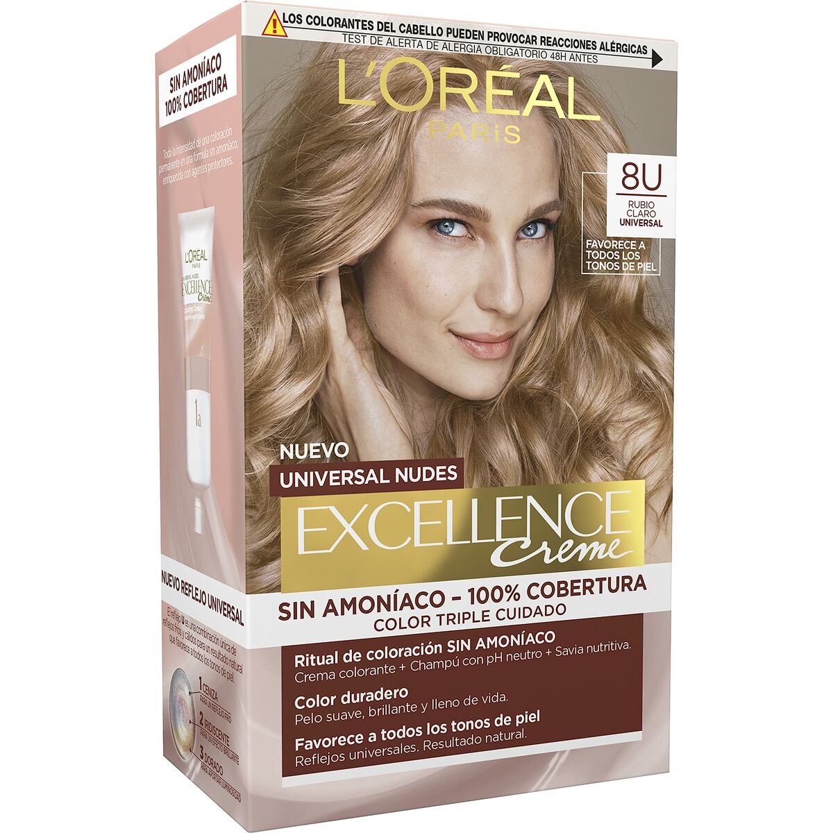 Permanent Dye L'Oréal Paris Excellence Nº 8u-Light Blonde (5 Units)-0