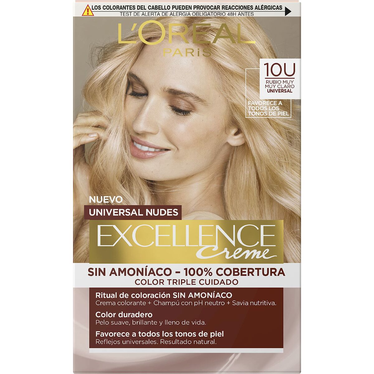 Permanent Dye L'Oreal Make Up Excellence Light Blonde Nº 10u-Lightest Blonde (5 Units)-2