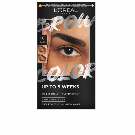Eyebrow Tint L'Oreal Make Up BROW COLOR Nº 1.0 Black Nº 1.0-Black Semi-permanent 4 Pieces-0