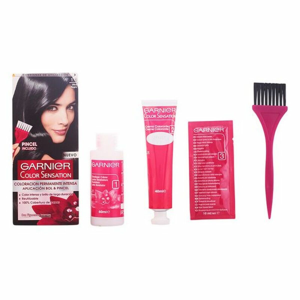 Permanent Dye Garnier Color Sensation Nº 1 Ultra Negro Nº 1-Ultra Negro 110 g-0